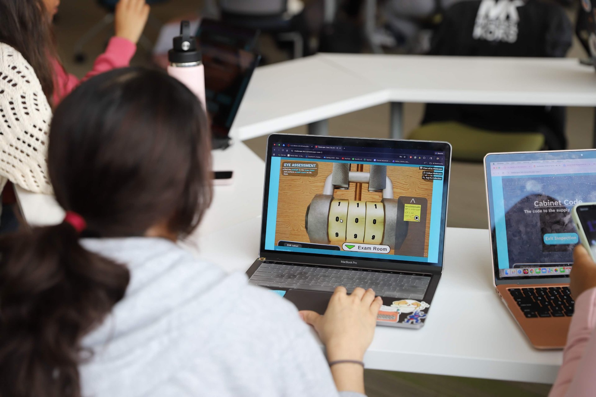 Student solving a code